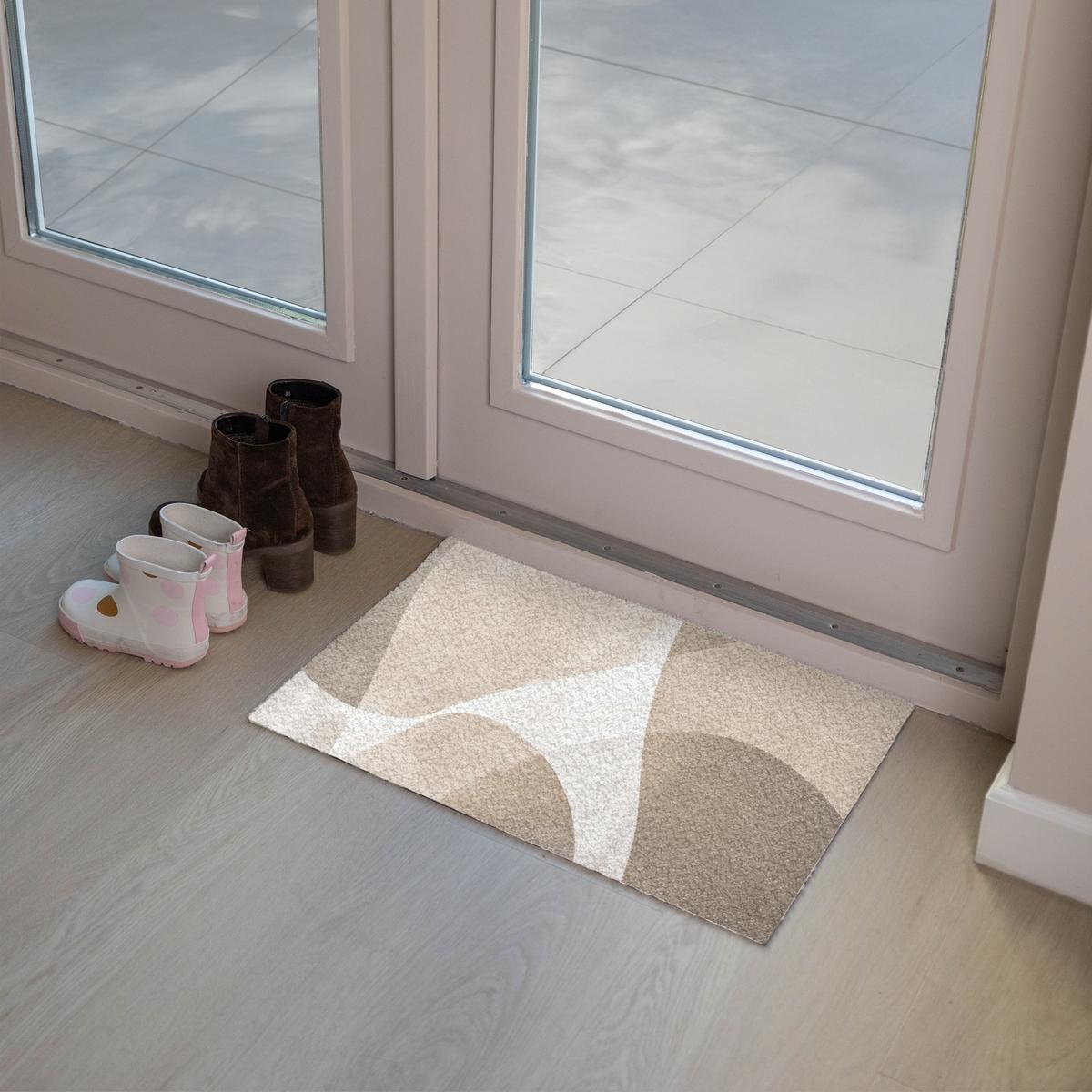FUSSMATTE Glatte Oberflächen - Harmonisch - Wellenförmig Schmutzfangmatte 60x40 cm - Beige, Kunststoff (60/0.4cm) - MuchoWow