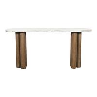 KONSOLENTISCH aus Massivholz und Marmor 165/77/38 cm - Beige, Naturmaterialien (12/38/77cm) - Signature