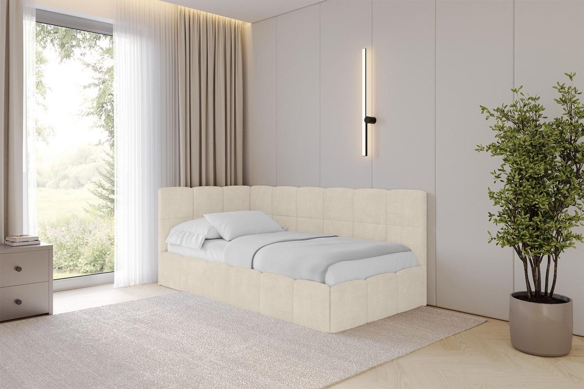 EINZELBETT Jugendbett mit Bettkasten Rechts, mit Matratze - LIVY 100x200 Beige - Sandfarben, Holzwerkstoff/Textil (100/200cm) - ALTDECOR