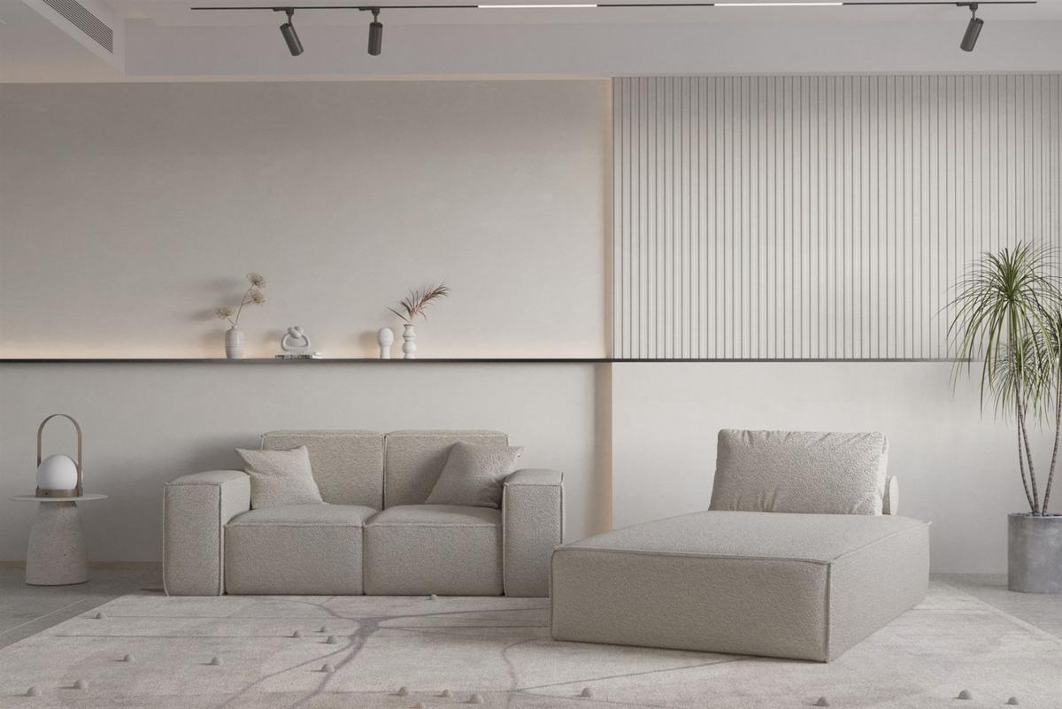 SOFA Sezlong Celes Premium 2er-set - Beige, Holzwerkstoff/Textil (110/95/194cm) - Fun Möbel