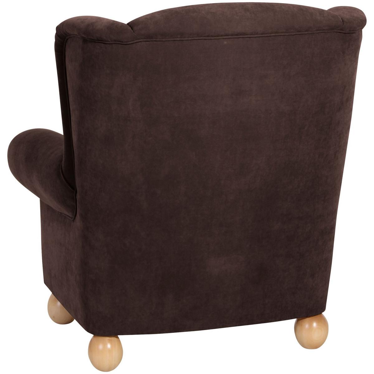 OHRENBACKENSESSEL Kasha Bezug Veloursstoff Buche natur / braun - Buchefarben/Braun, Kunststoff (93/103/87cm) - 58aufmkessel