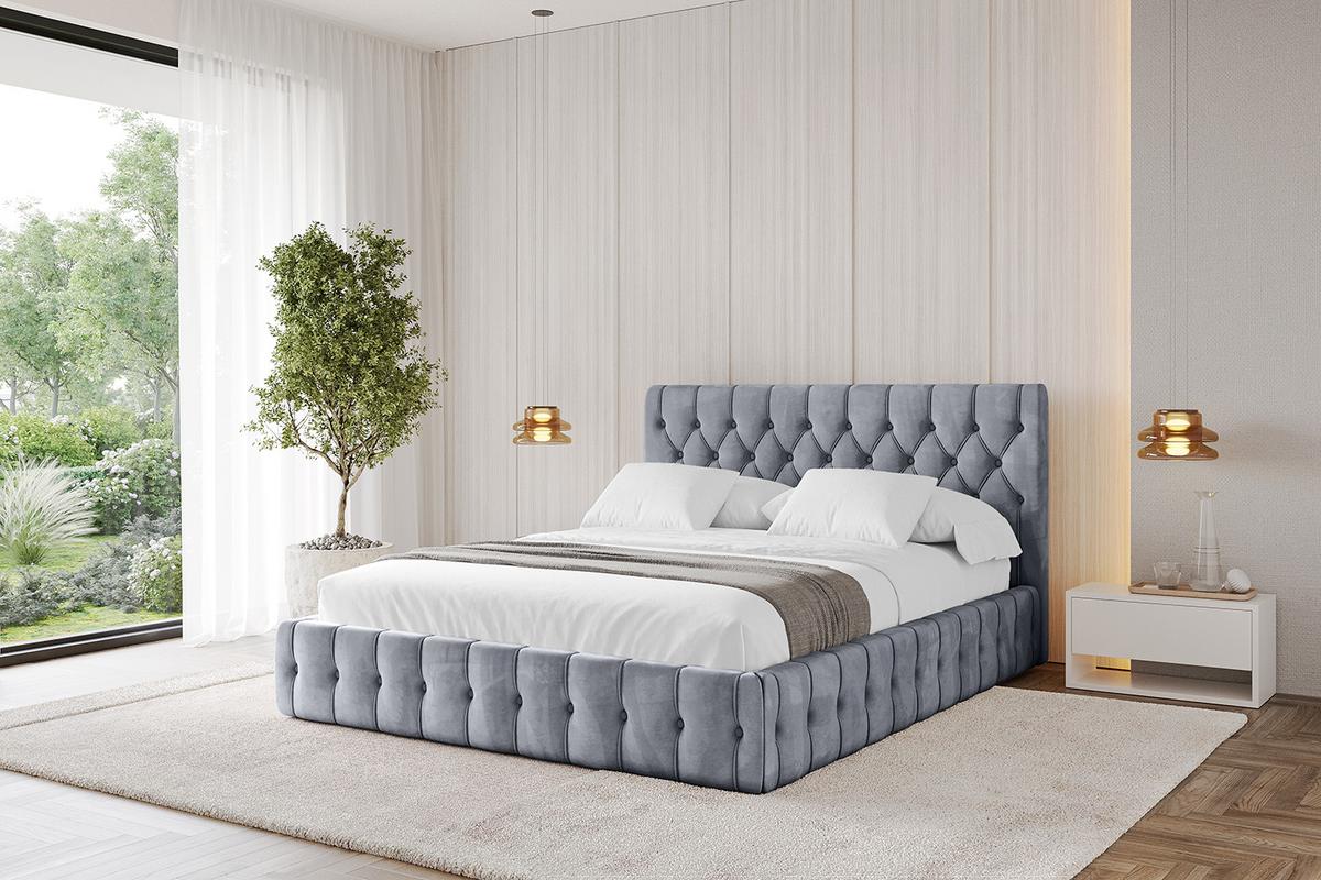 POLSTERBETT mit Bettkasten und Lattenrost, Bett mit Matratze H3/H4 - LARO 180x200 Grau - Grau, Holzwerkstoff/Textil (180/200cm) - ALTDECOR