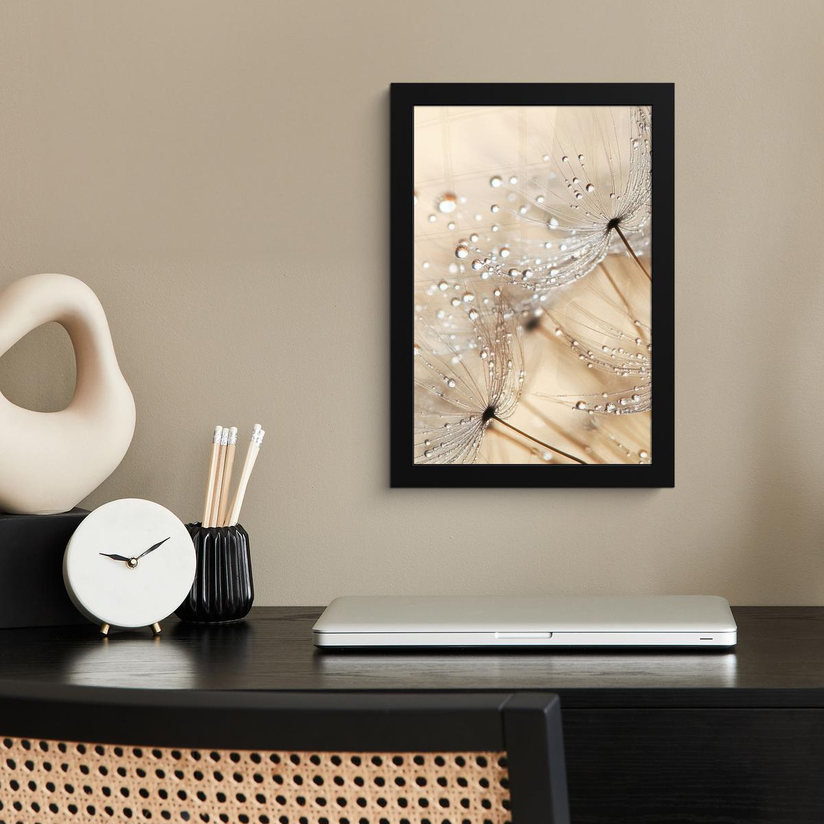 POSTER MIT RAHMENGERAHMTES BILD Löwenzahn - Abstrakt - Natur - Beige Poster 20x30 cm - Braun, Papier (20/30cm) - MuchoWow
