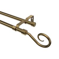 GARDINENSTANGE Olymp Allegra 100 cm, 2-läufig (ohne Ringe), 16 mm Ø Messing Antik - Messingfarben/Bronzefarben, Metall (100cm) - INTERDECO