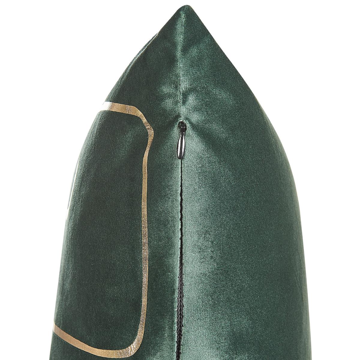 DEKOKISSEN 2er-Set Smaragdgrün 45/45 cm Philodendron - Smaragdgrün, Textil (45/45cm) - Beliani
