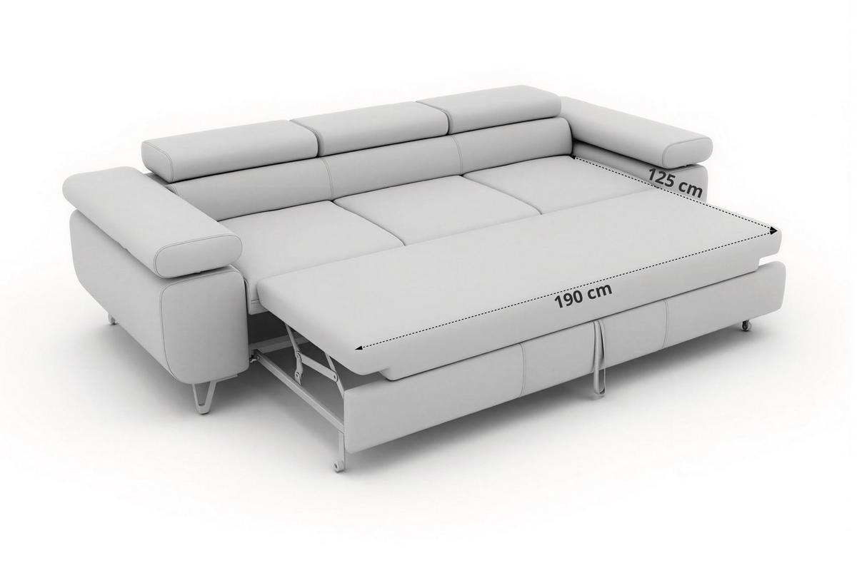 3-SITZER SOFA PETER mit Schlaffunktion - Beige Cord - Beige/Creme, Textil/Metall (262/76/99cm) - MKS