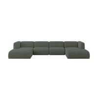 WOHNLANDSCHAFT MIRA-U2 408x179x70 Grün Velours - Schwarz/Grün, Holzwerkstoff/Kunststoff (408/70/179cm) - ALTDECOR