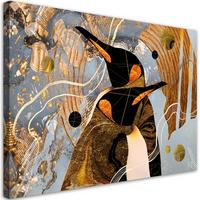WANDBILD goldene penguine abstraktion - Goldfarben, Textil (60/40cm) - Feeby