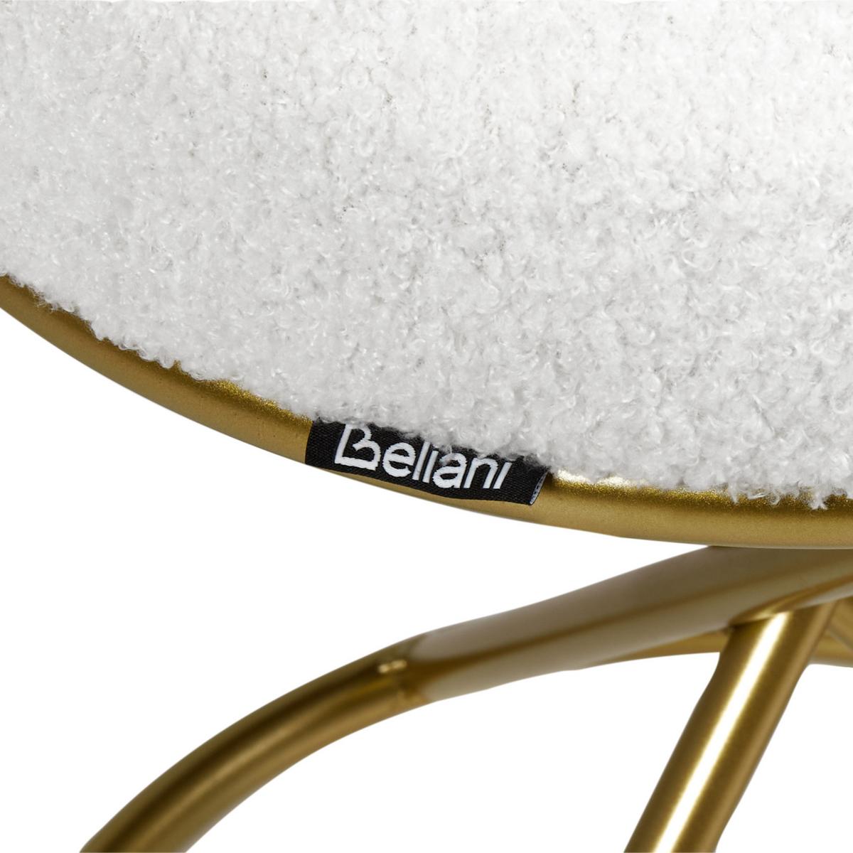 HOCKER Cremeweiß Presho - Goldfarben/Weiß, Textil (35/45/35cm) - Beliani