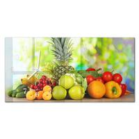 WANDUHR aus Glas 60x30 cm - Obst und Gemüse - Grün, Glas (60/30/0.4cm) - TULUP