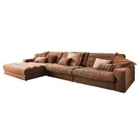 ECKSOFA XL LANA Braun Cord - Schwarz/Braun, Textil (416/205cm) - KAWOLA