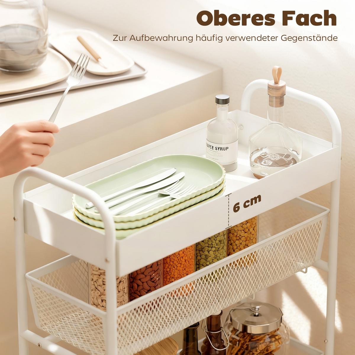 KÜCHENWAGEN Metall Weiß - Weiß, Metall (19/80/43.2cm) - HOMCOM