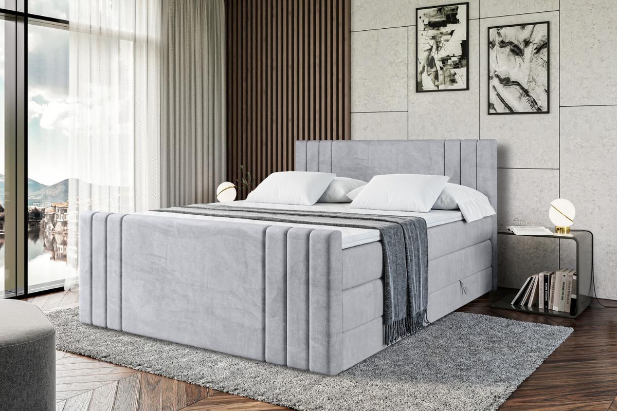 BOXSPRINGBETT IDRIKO-Z KING - 180x200 - H3/H4 - Hellgrau - Hellgrau, Holzwerkstoff (180/200cm) - ALTDECOR