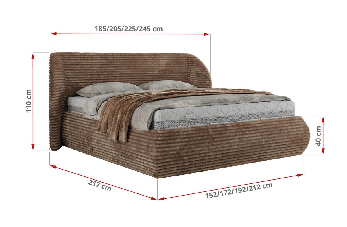 POLSTERBETT CAELA CLASSIC 140/200 - Braun Cord - Multipocket-Matratze - Braun, Textil (140/200cm) - MKS