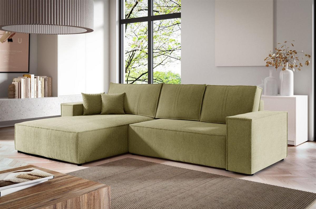 ECKSOFA Levio - Grün, Holzwerkstoff/Textil (294/185cm) - Fun Möbel