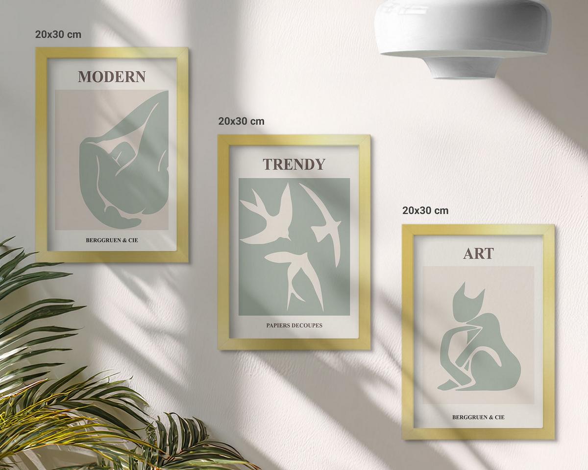 BILDER SET 3er Set - 20x30 cm Goldrahmen - Matisse abstrakte Figuren - Goldfarben, Kunststoff (20/30cm) - TULUP