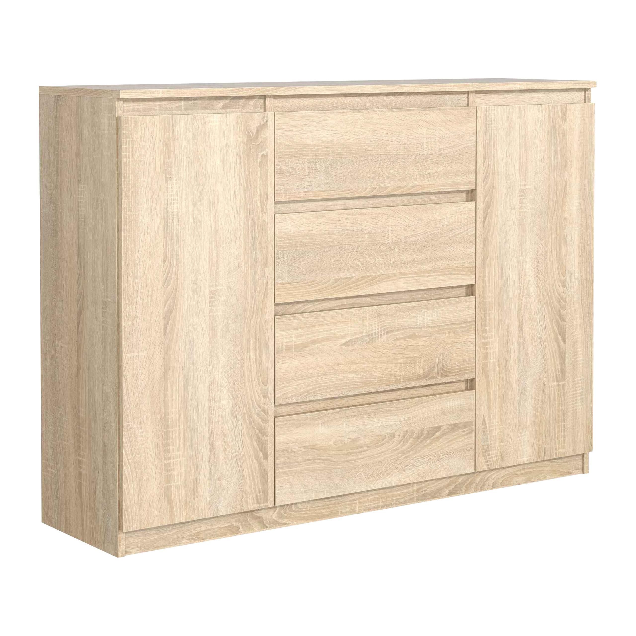 KOMMODE NUDO 138,5/101,5/39cm mit 4 Schubladen 2 Türen Sonoma Eiche - Sonoma Eiche, Holzwerkstoff (138.5/101.5/39cm) - MASSENO
