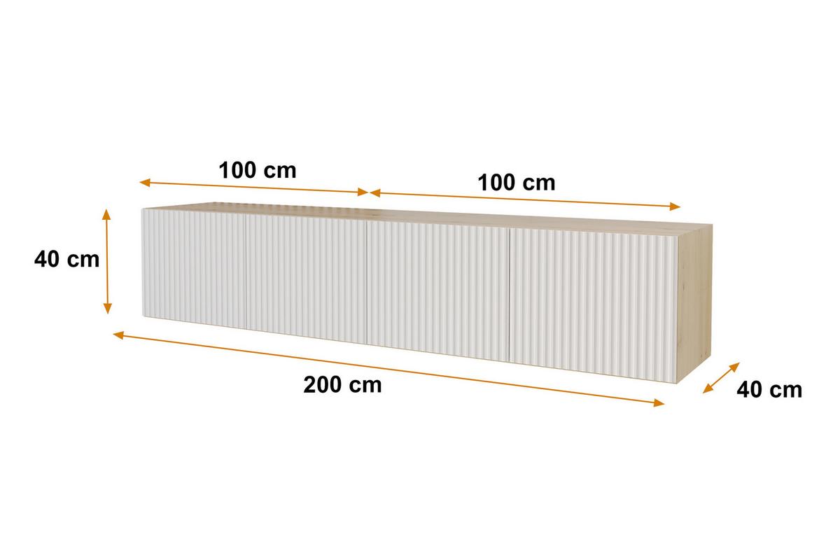 LOWBOARD NOA-2-W 2x100x40x40 cm - Artisan / Weiß - Weiß, Holzwerkstoff (200/40/40cm) - ALTDECOR