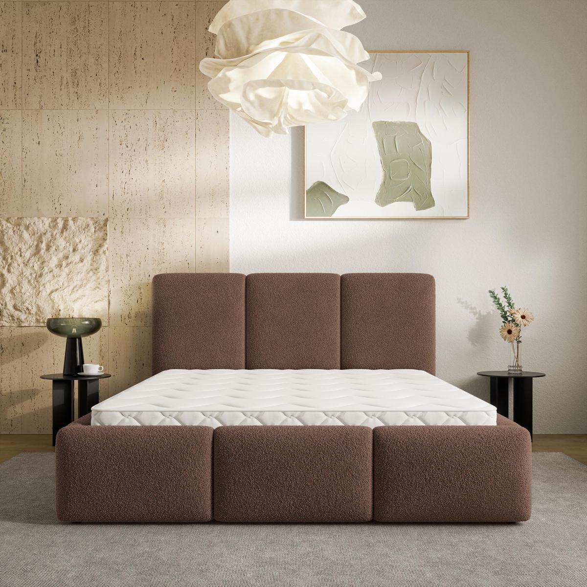 POLSTERBETT ARSIL 120x200 cm mit Bettkästen - Braun - Braun, Holz/Textil (120/200cm) - MASSENO