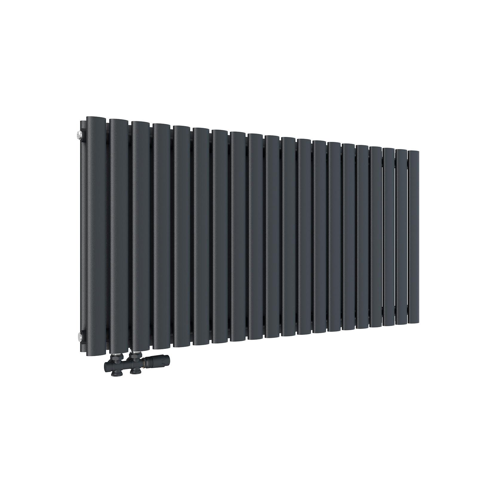 HEIZKÖRPER Doppelrohr horizontal montierbar Anthrazit 60/120/8,1 cm - Anthrazit, Metall (120/60/8cm) - EMKE
