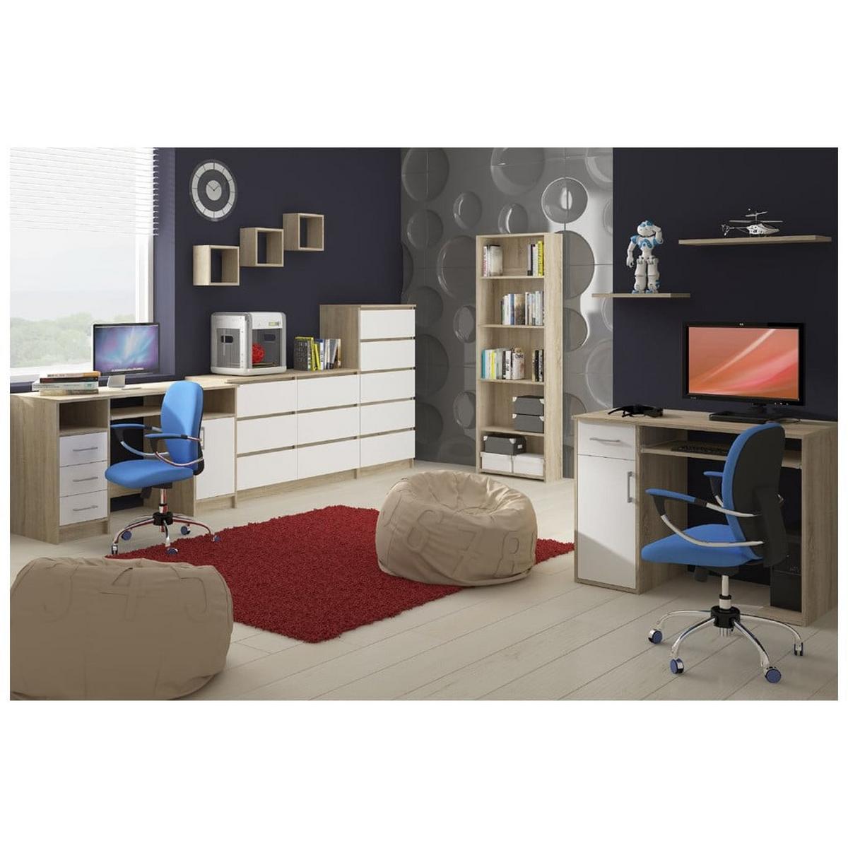 SCHREIBTISCH Eiche Sonoma, Weiß 74/90/50 - Weiß, Holzwerkstoff (90/50/74cm) - RAUMHIRSCH FURNITURE