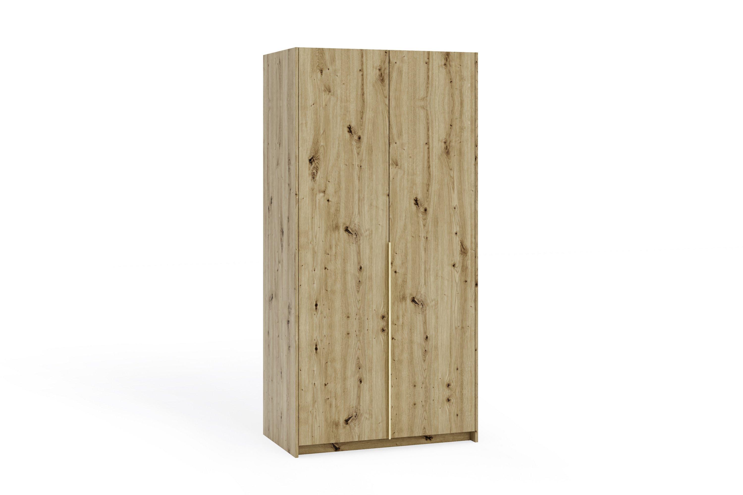 DREHTÜRENSCHRANK AMARA 100/204/58cm 2-türig Eiche Artisan - Goldfarben/Eiche Artisan, Holzwerkstoff (100/204/58cm) - MASSENO
