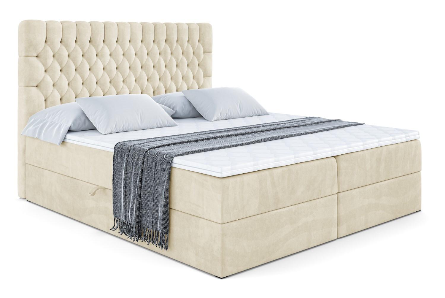 BOXBETT mit Matratze H3 und Lattenrost - SERENE - 140x200 Beige - Beige, Holzwerkstoff (140/200cm) - ALTDECOR