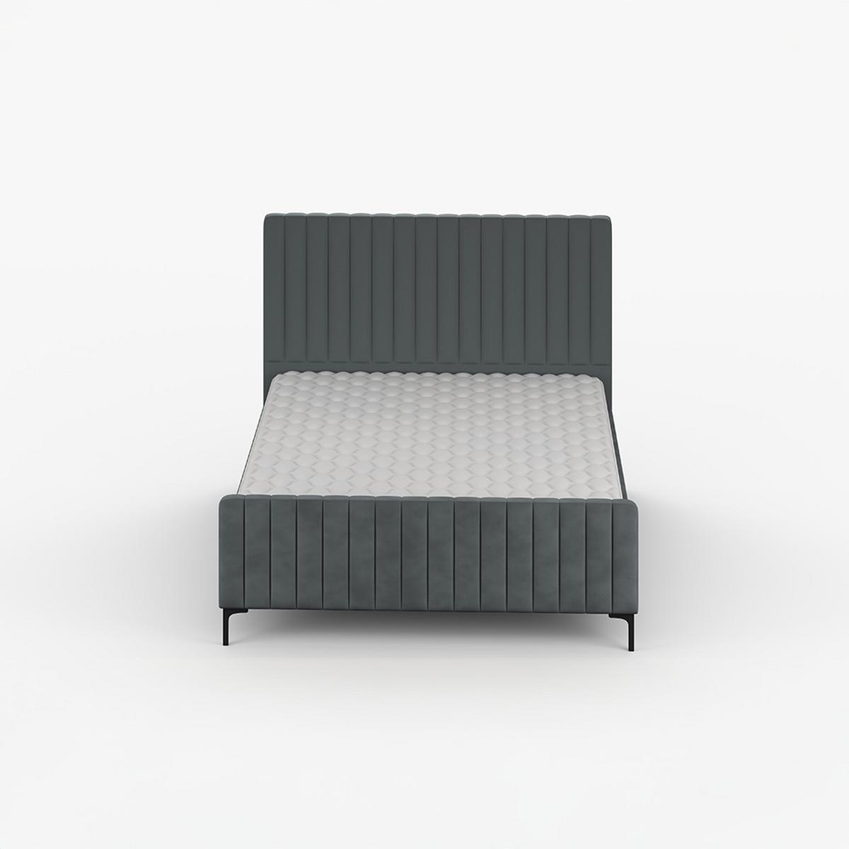 POLSTERBETT AURORA, Lattenrost, ohne Bettkasten, gepolsterte Kopfstütze 160/200 in Grau - Schwarz/Grau, Holz/Textil (160/200cm) - imoebel24