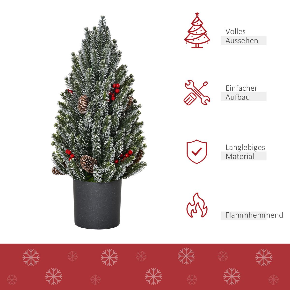 KÜNSTLICHER Weihnachtsbaum Tisch-Christbaum 170 Äste PE Kunststoff Grün - Grün, Kunststoff (47cm) - HOMCOM