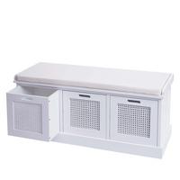 SITZBANK AUFBEWAHRUNGSBOXEN Cremeweiß - Creme/Weiß, Holz (110/47/40cm) - MCW