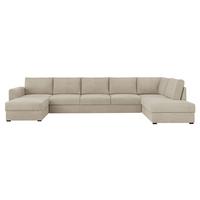 WOHNLANDSCHAFT Wilma Large Premium, Seite: Rechts - Beige/Schwarz, Holz/Textil (370/85/186cm) - MIRJAN24