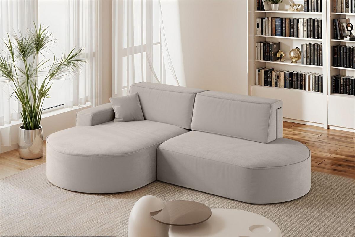 ECKSOFA Venedig Mit Schlaffunktion - Hellgrau, Holzwerkstoff/Textil (278/179cm) - Fun Möbel