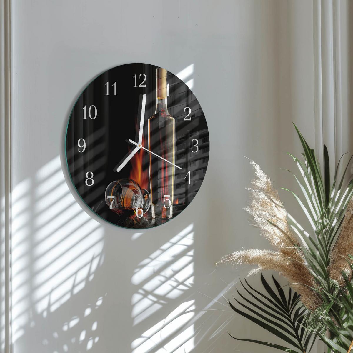 WANDUHR aus Glas Ø30 cm - Alkohol - Schwarz, Glas (30/30/0.4cm) - TULUP