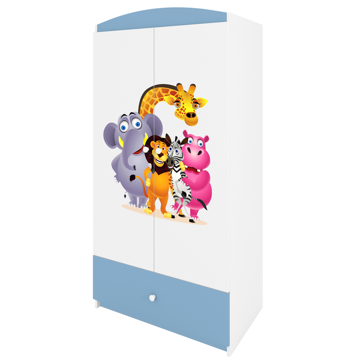 KINDERKLEIDERSCHRANK ZOO - Blau, Holzwerkstoff (90/175/52cm) - RAUMHIRSCH FURNITURE