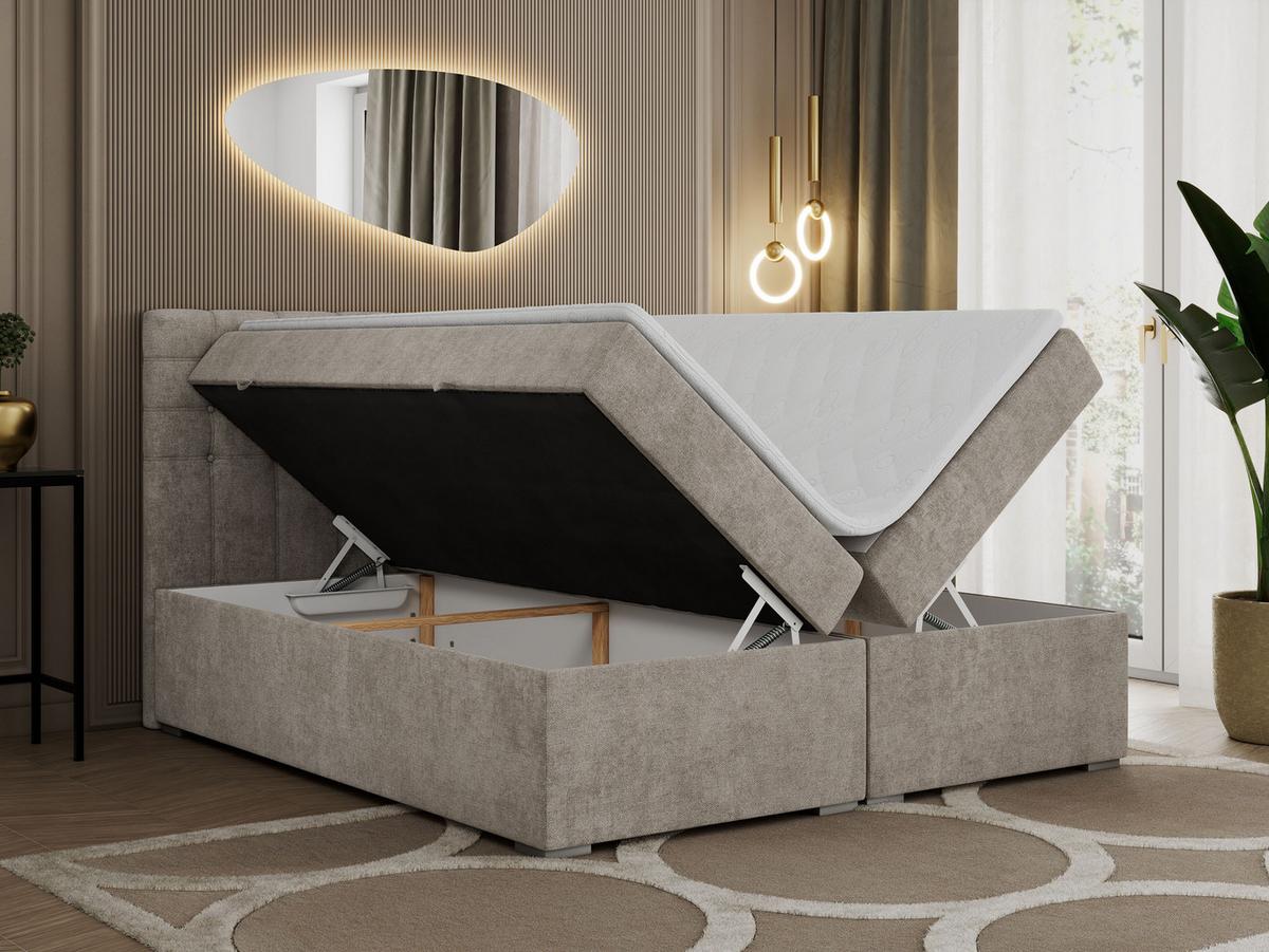 BOXBETT SUSAN 180/200 Beige Struktur - H3 - Beige, Holz/Textil (180/200cm) - MKS