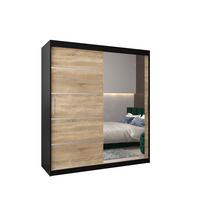 SCHWEBETÜRENSCHRANK 200/180/62 2-türig - Silberfarben/Schwarz, Holz/Kunststoff (180/200/62cm) - MÖBEL KRYSPOL