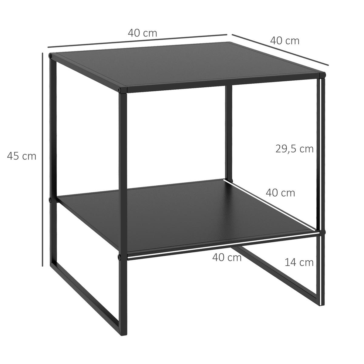 BEISTELLTISCH im Industriedesign Schwarz 40/40/45 cm - Schwarz, Metall (40/40/45cm) - HOMCOM