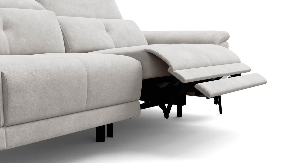 SOFA RELAX AVENA 3-Sitzer, beiger Veloursstoff - Beige/Schwarz, Holz/Textil (204/80/108cm) - Courtois Laville