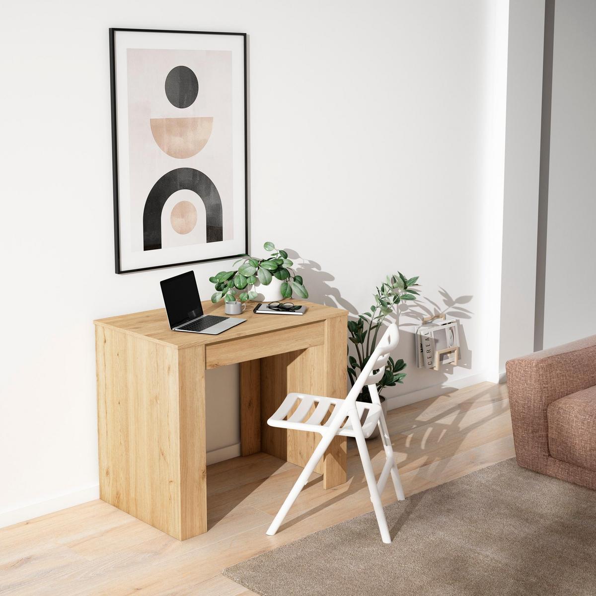 KONSOLENTISCH ausziehbar 58 bis 160cm, für 8 Gäste, eiche, 90/58/77cm - Eichefarben, Holzwerkstoff (90/160/77cm) - Skraut Home