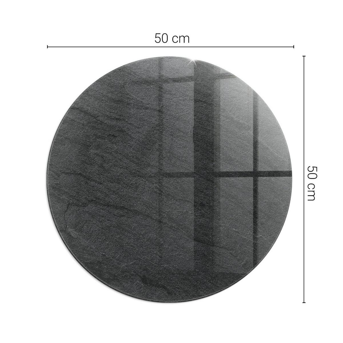 GLASPLATTE für Kamin Ø 50 cm - Schwarz, Glas (50/50/0.4cm) - TULUP