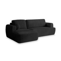 ECKSOFA SENTI P L-S Schwarz Kordstoff mit Schlaffunktion - Schwarz, Holz/Kunststoff (246/148cm) - MASSENO