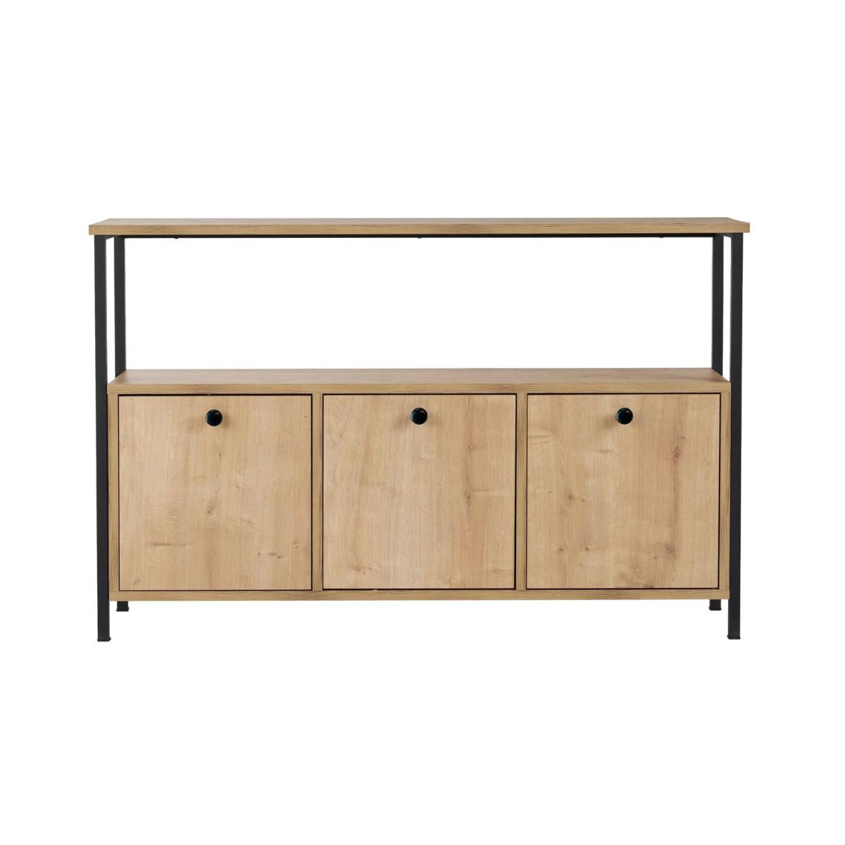 SIDEBOARD mit 3 Türen und 1 oberer Ablagefläche 120/29,5/77 cm - Schwarz, Holzwerkstoff (29.5/77/20.5cm) - Calicosy