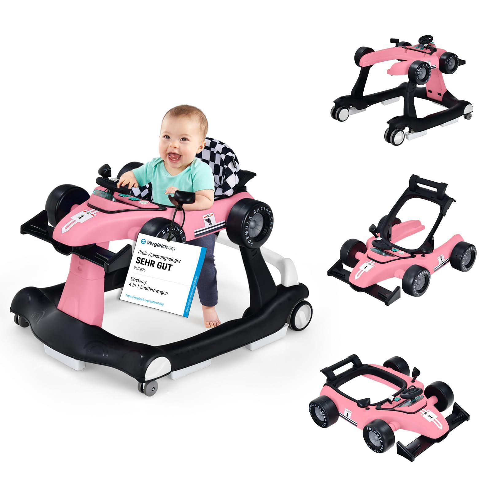 LAUFLERNWAGEN Pink - Pink, Kunststoff (73/56/64cm) - COSTWAY