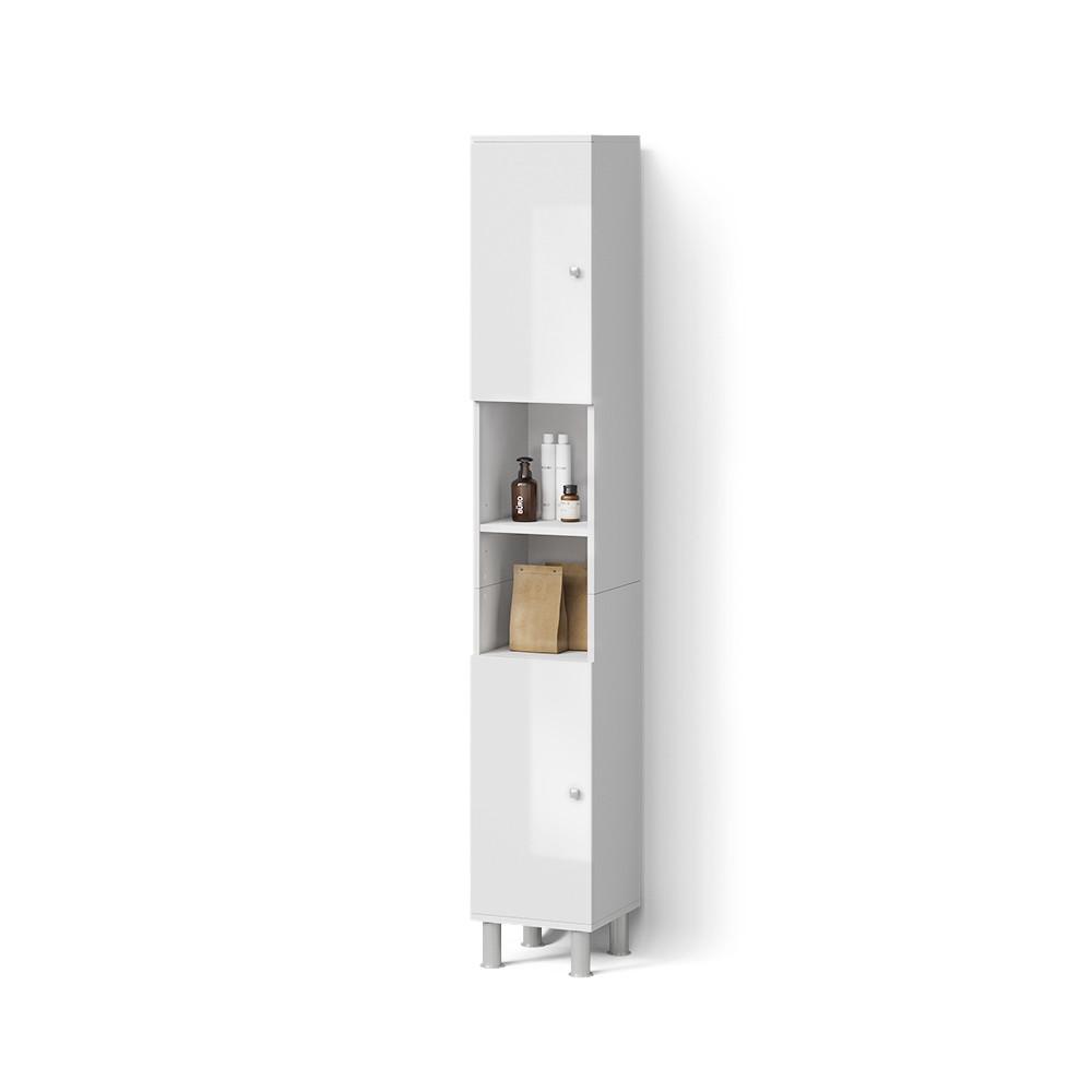 BADSCHRANK Fucino Weiß Hochglanz 30 x 190 cm - Weiß Hochglanz, Holzwerkstoff (30/190/30cm) - Livinity®