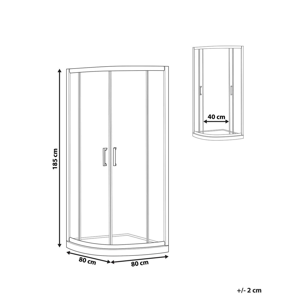 DUSCHKABINE 80/80/185 cm Gold Jukatan - Transparent/Goldfarben, Glas (80/80/185cm) - Beliani