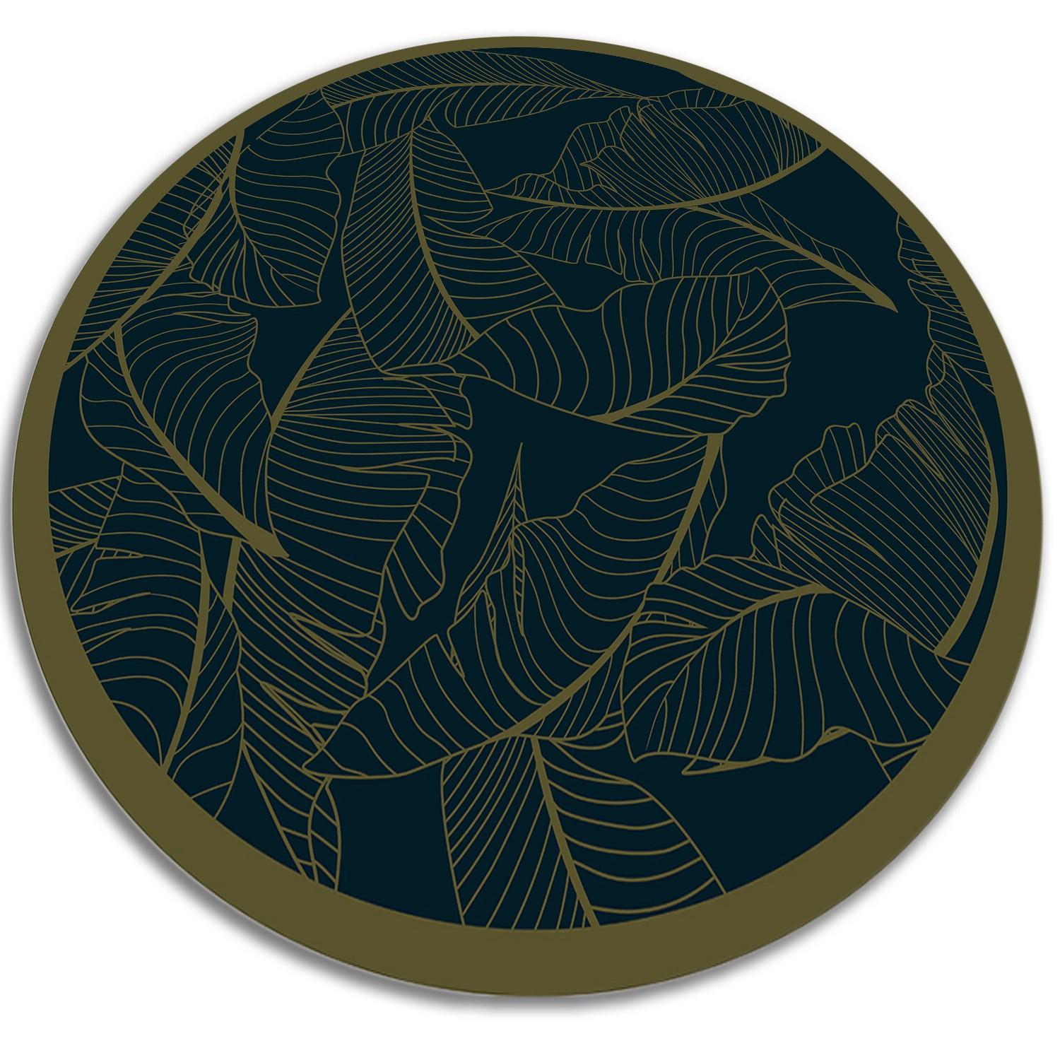 VINYL TEPPICH Ø70 cm Blatt-Skelett - Schwarz/Olivgrün, Kunststoff (70/70cm) - TULUP