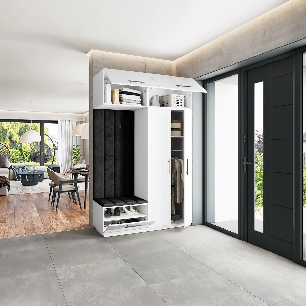 GARDEROBENSCHRANK REMA 150/240/60 cm Modern Weiß - Schwarz/Weiß, Holzwerkstoff (150/240/60cm) - MASSENO
