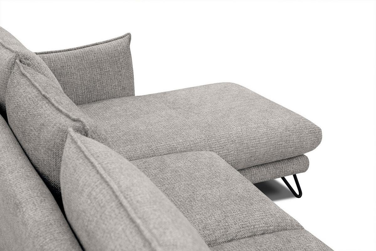 ECKSOFA HOSTEN 4-Sitzer, platinfarben - Platinfarben/Schwarz, Holzwerkstoff/Textil (269/158cm) - Wozimo