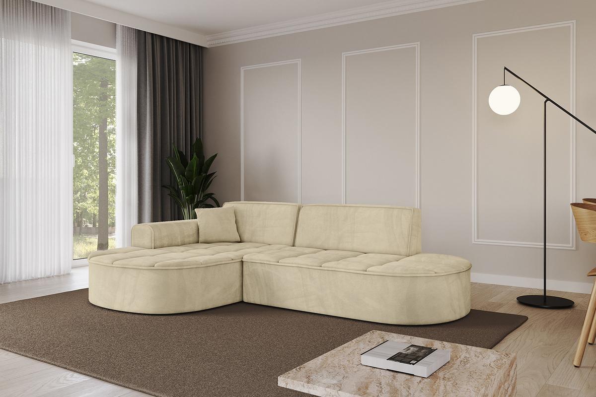 ECKSOFA Ottomane Links TARO-L1 - 243x171x79,5 cm Beige - Beige, Holzwerkstoff/Textil (243/171cm) - ALTDECOR