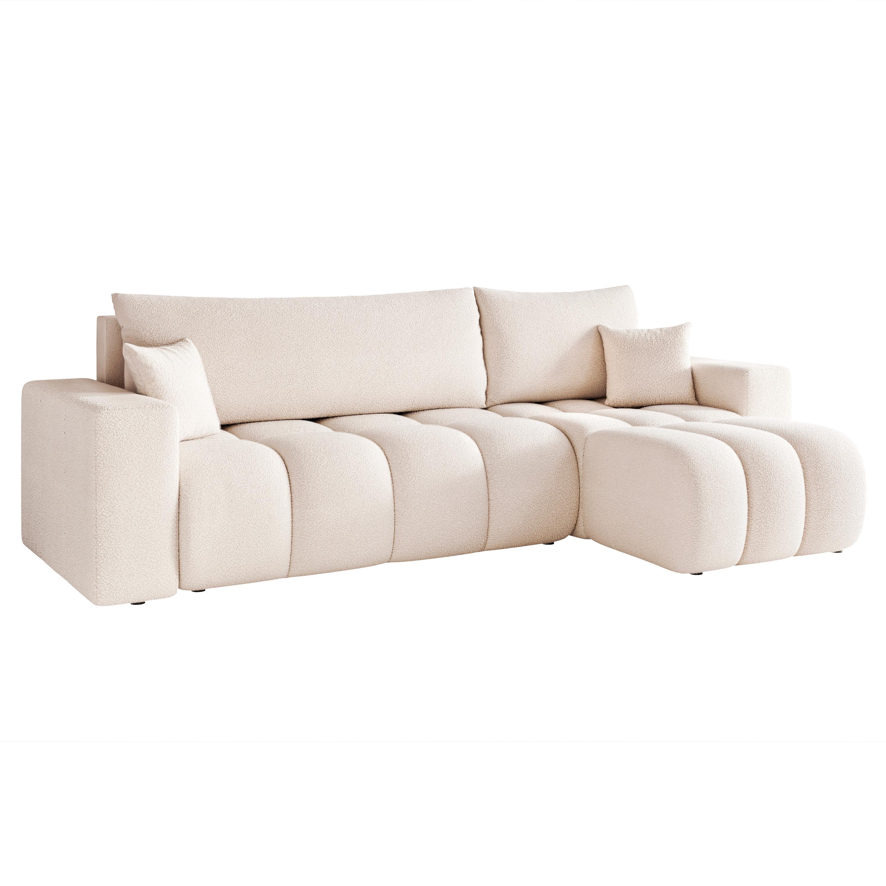 ECKSOFA OFI mit Schlaffunktion und Bettkasten Creme - Creme, Holzwerkstoff/Kunststoff (248/145cm) - Idohome